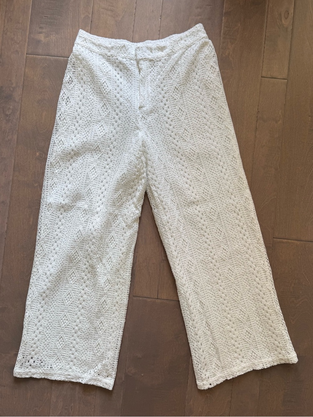 Marled White Cotton Pants